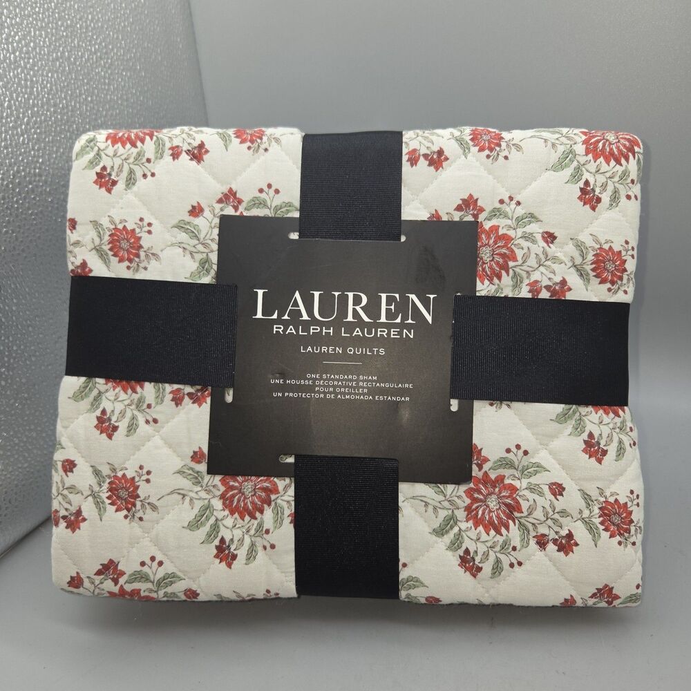 Lauren Ralph Lauren Quilted Standard Sham MAREN floral Reversible 20x26 New